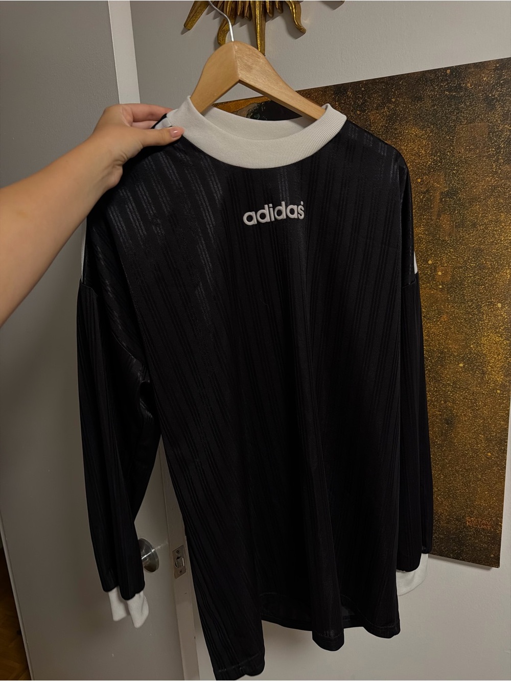 adidas Black Crewneck Sweater with White Trim